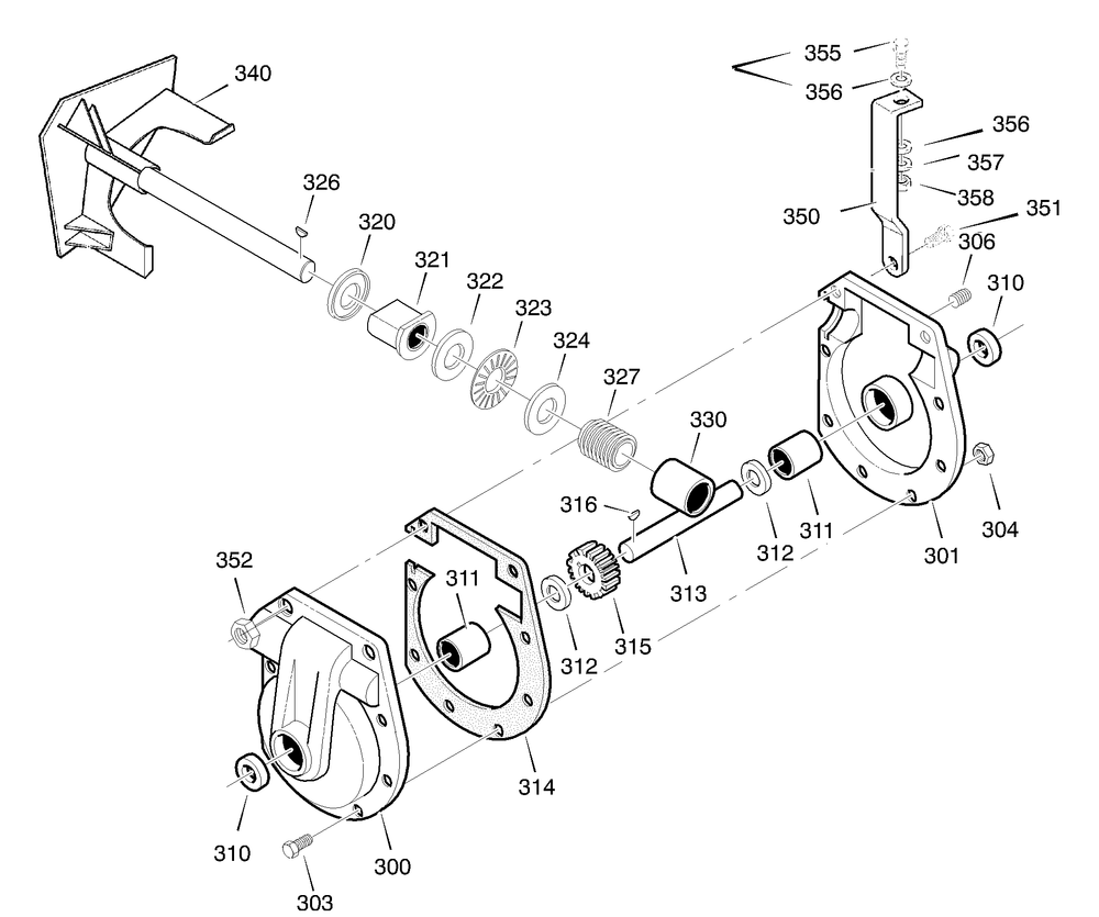 Gear Case Diagram and Parts List for 633129X5A 2003 Briggs and Stratton Snow Blower